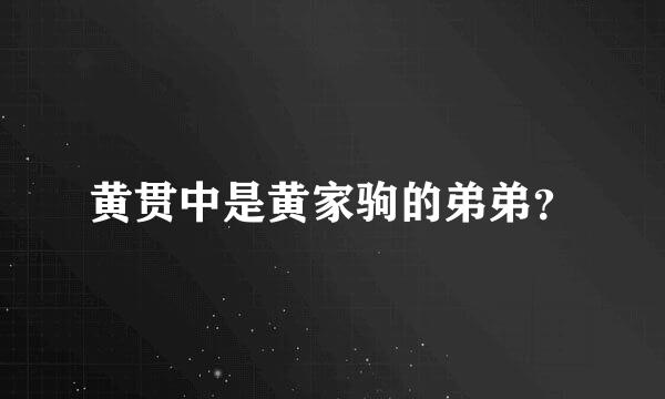 黄贯中是黄家驹的弟弟？