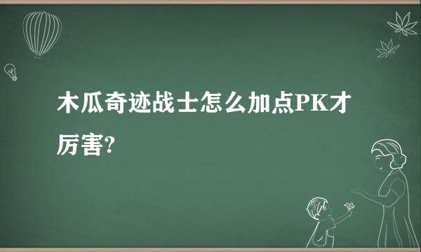 木瓜奇迹战士怎么加点PK才厉害?