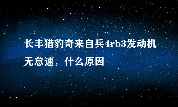 长丰猎豹奇来自兵4rb3发动机无怠速，什么原因