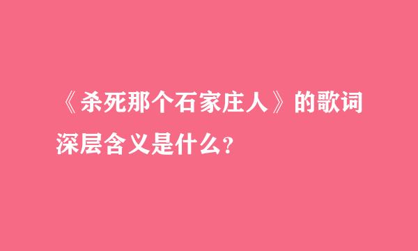《杀死那个石家庄人》的歌词深层含义是什么？