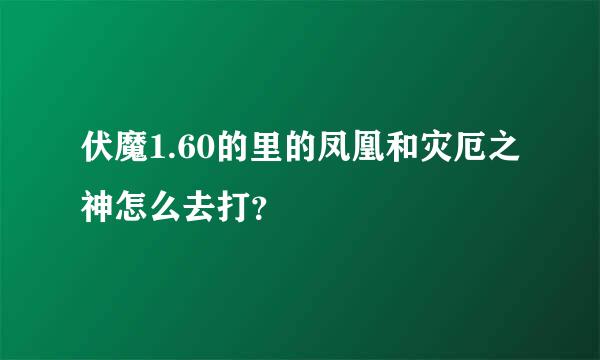 伏魔1.60的里的凤凰和灾厄之神怎么去打？