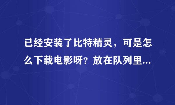 已经安装了比特精灵，可是怎么下载电影呀？放在队列里却没有反应什么问题？