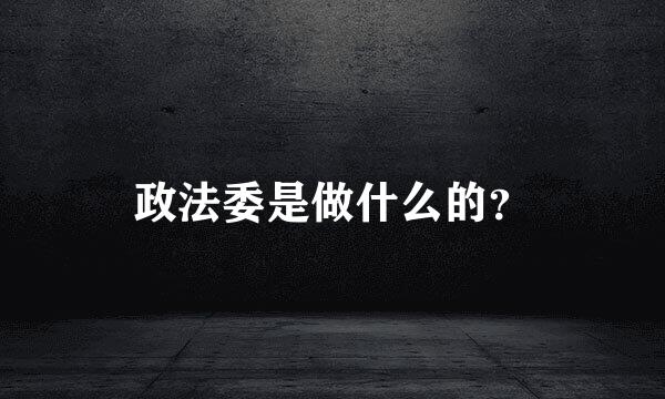 政法委是做什么的？