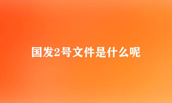 国发2号文件是什么呢