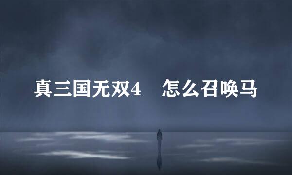 真三国无双4 怎么召唤马