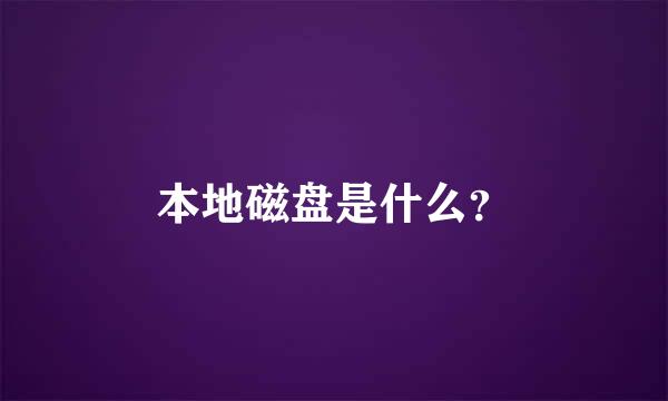 本地磁盘是什么？