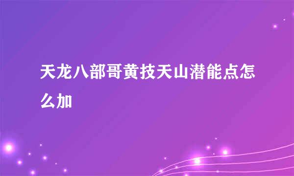 天龙八部哥黄技天山潜能点怎么加