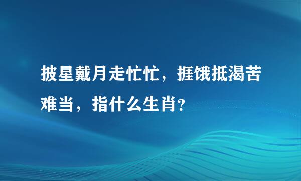 披星戴月走忙忙，捱饿抵渴苦难当，指什么生肖？