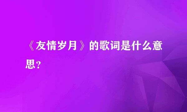 《友情岁月》的歌词是什么意思？