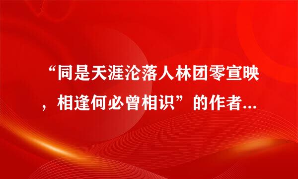 “同是天涯沦落人林团零宣映，相逢何必曾相识”的作者是（    ）。
