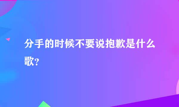 分手的时候不要说抱歉是什么歌？