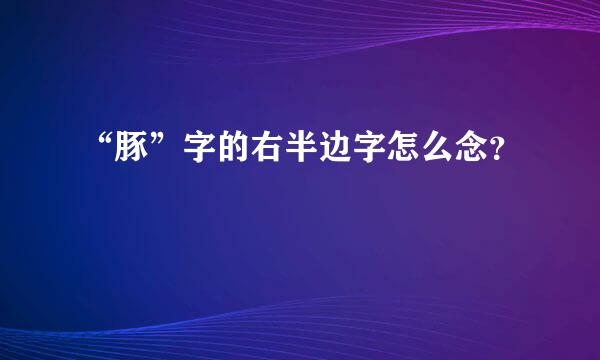 “豚”字的右半边字怎么念？