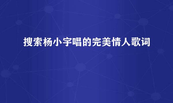 搜索杨小宇唱的完美情人歌词