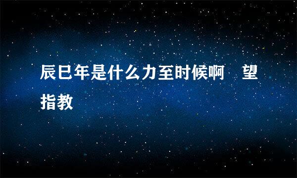 辰巳年是什么力至时候啊 望指教
