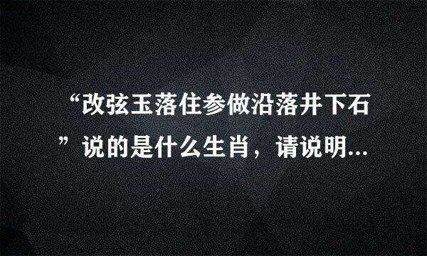 “改弦玉落住参做沿落井下石”说的是什么生肖，请说明典故和理由。