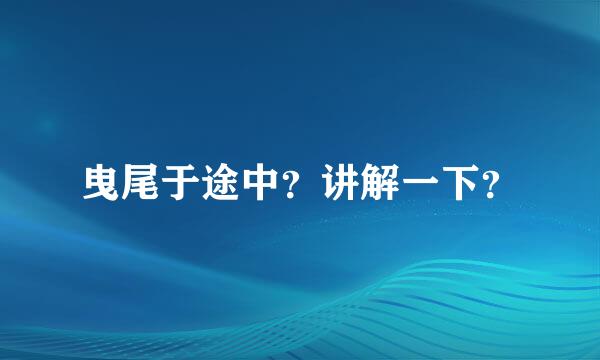 曳尾于途中？讲解一下？