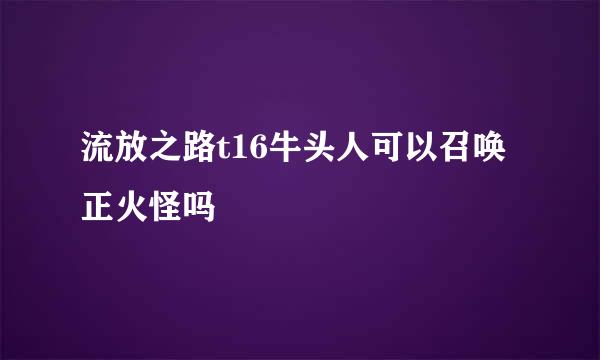 流放之路t16牛头人可以召唤正火怪吗