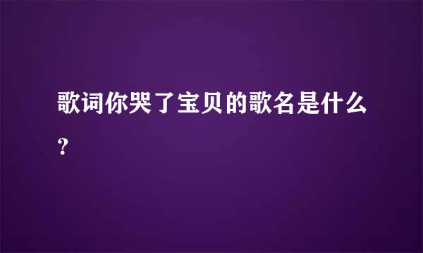 歌词你哭了宝贝的歌名是什么？