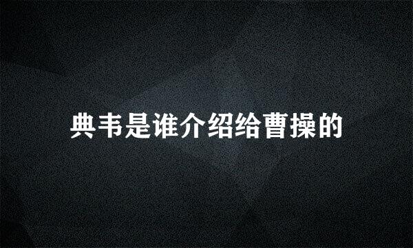 典韦是谁介绍给曹操的