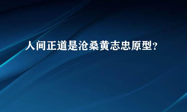 人间正道是沧桑黄志忠原型？