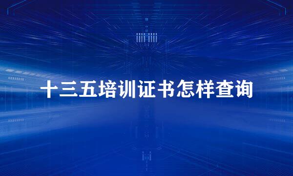 十三五培训证书怎样查询