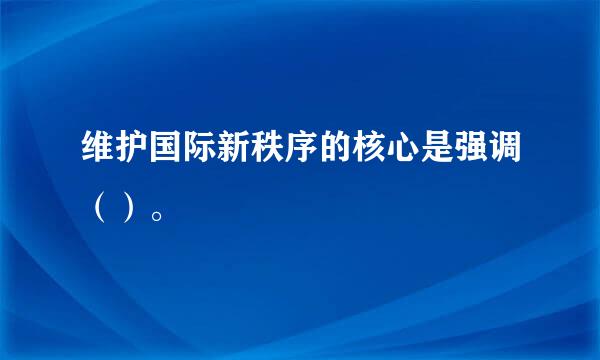 维护国际新秩序的核心是强调（）。