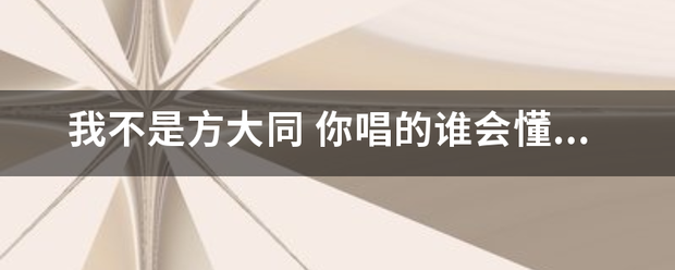 我不是方大同 你唱的谁会懂 右面时歌词