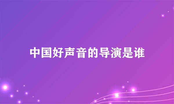 中国好声音的导演是谁