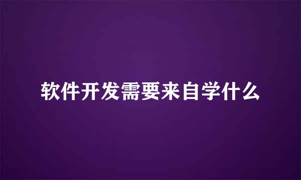 软件开发需要来自学什么