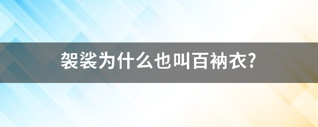 袈裟为什么也叫百衲衣?