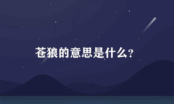 苍狼的意思是什么？