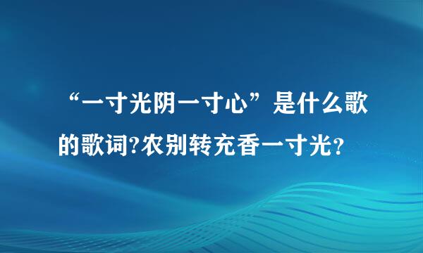 “一寸光阴一寸心”是什么歌的歌词?农别转充香一寸光？
