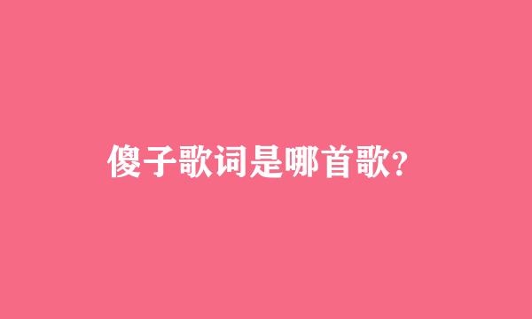 傻子歌词是哪首歌？