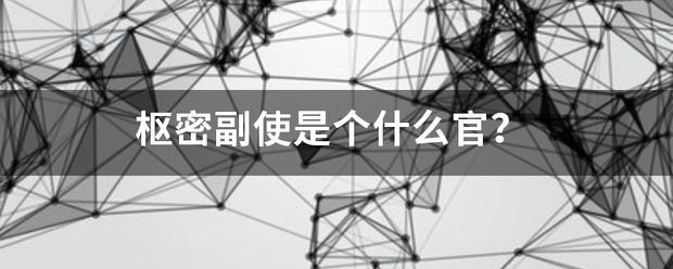 枢密副使是个什么官？