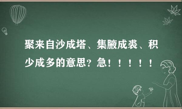 聚来自沙成塔、集腋成裘、积少成多的意思？急！！！！！
