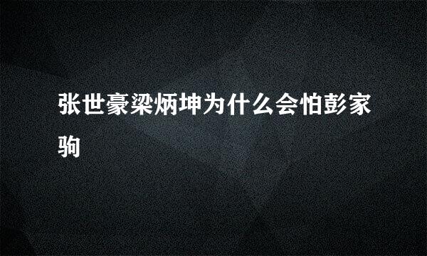 张世豪梁炳坤为什么会怕彭家驹