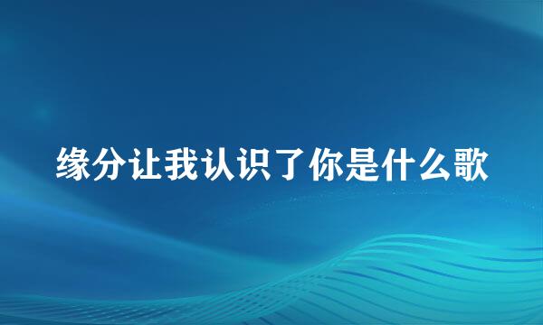 缘分让我认识了你是什么歌
