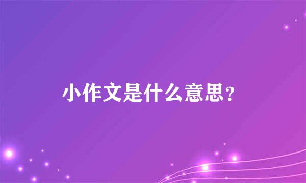 小作文是什么意思？
