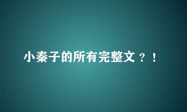 小秦子的所有完整文 ？！