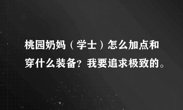 桃园奶妈（学士）怎么加点和穿什么装备？我要追求极致的。