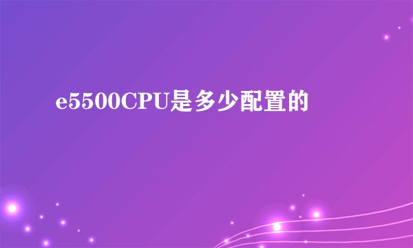e5500CPU是多少配置的