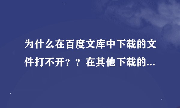 为什么在百度文库中下载的文件打不开？？在其他下载的又可以？