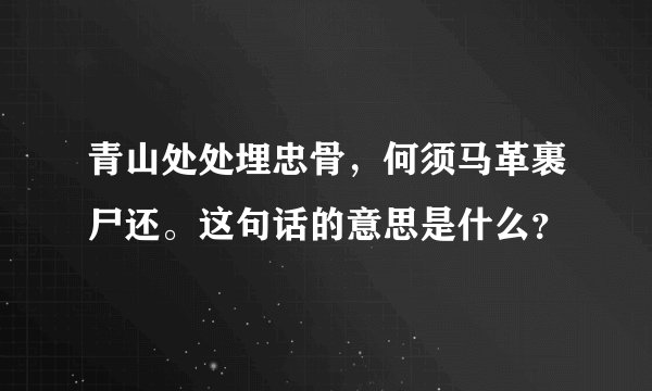 青山处处埋忠骨，何须马革裹尸还。这句话的意思是什么？