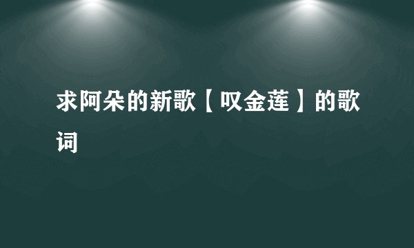 求阿朵的新歌【叹金莲】的歌词