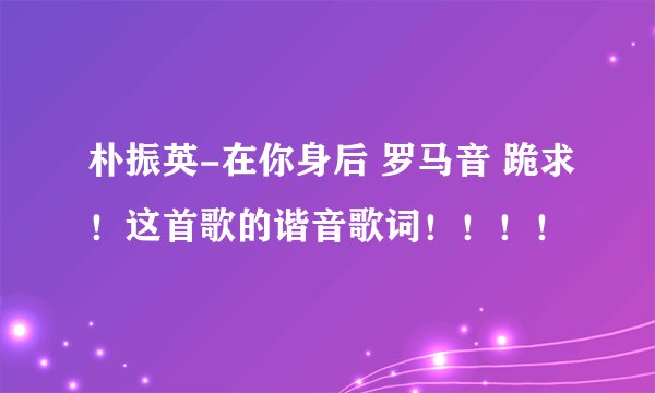 朴振英-在你身后 罗马音 跪求！这首歌的谐音歌词！！！！