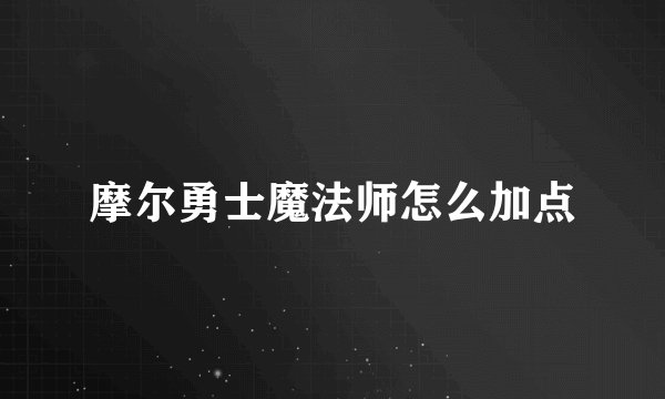 摩尔勇士魔法师怎么加点