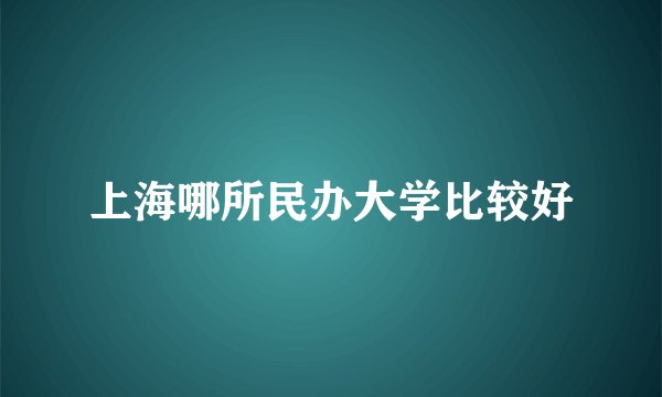 上海哪所民办大学比较好