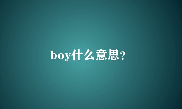 boy什么意思？