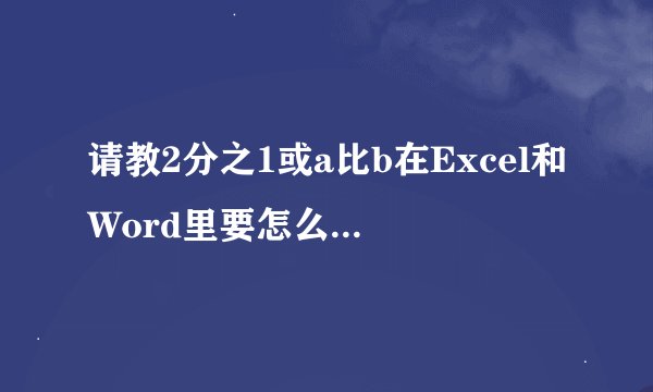 请教2分之1或a比b在Excel和Word里要怎么样才能打出来?