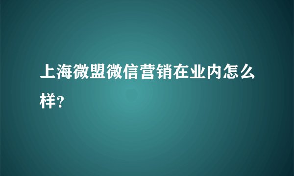 上海微盟微信营销在业内怎么样？